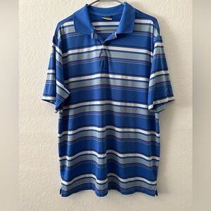 Nike Golf Men's SZ L Blue Striped Short Sleeve Dri-Fit Pullover Polo Golf Shirt